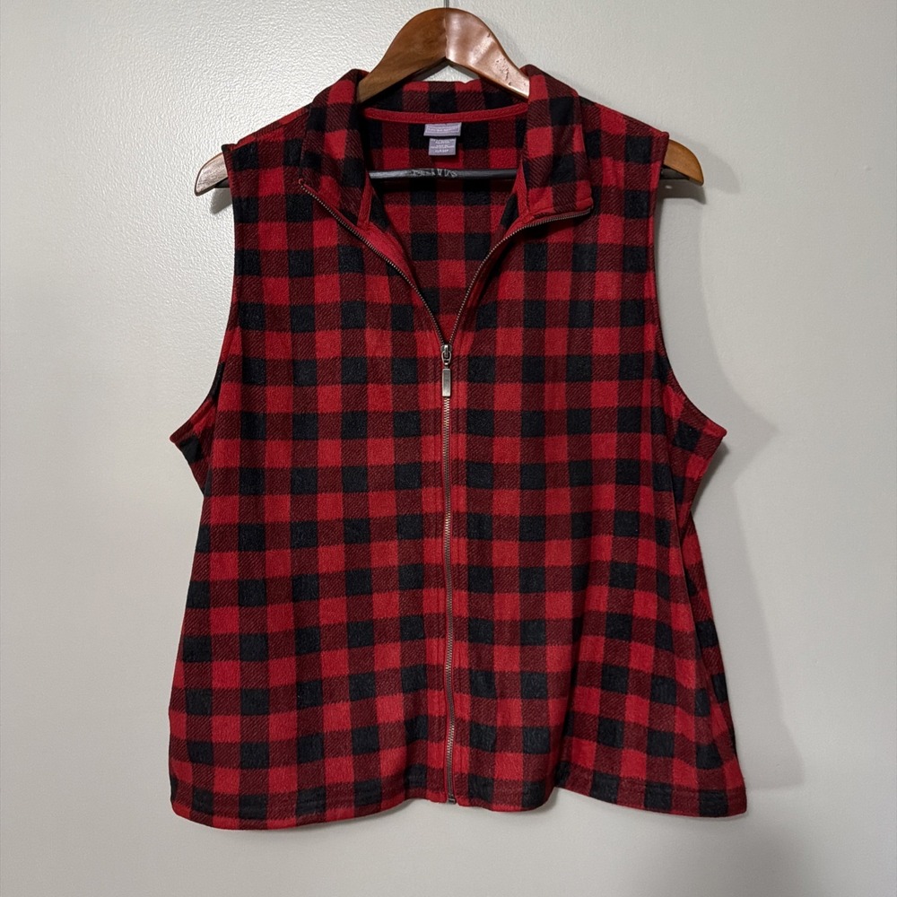 Laura Scott Vest XLP RED Buffalo Plaid Flannel Lumberjack Cabincore Lodge